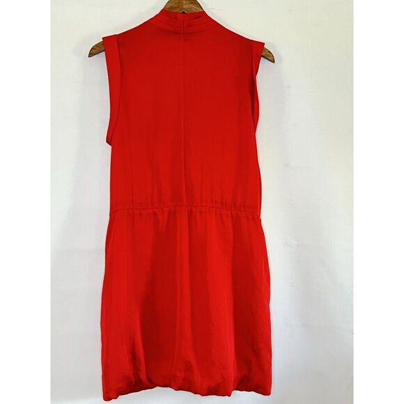 Armani Exchange Shirt Dress Sleeveless Red Plunging Collar Dress Sz 6 - Picture 4 of 7